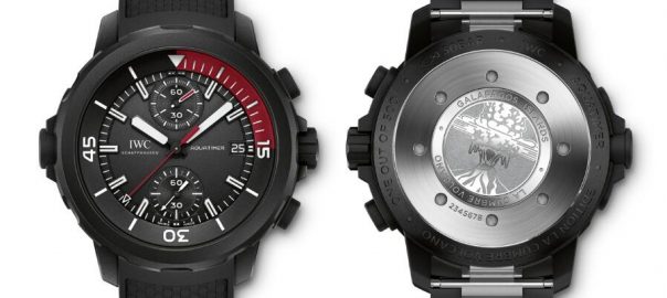 The waterproof replica watch has a black dial.